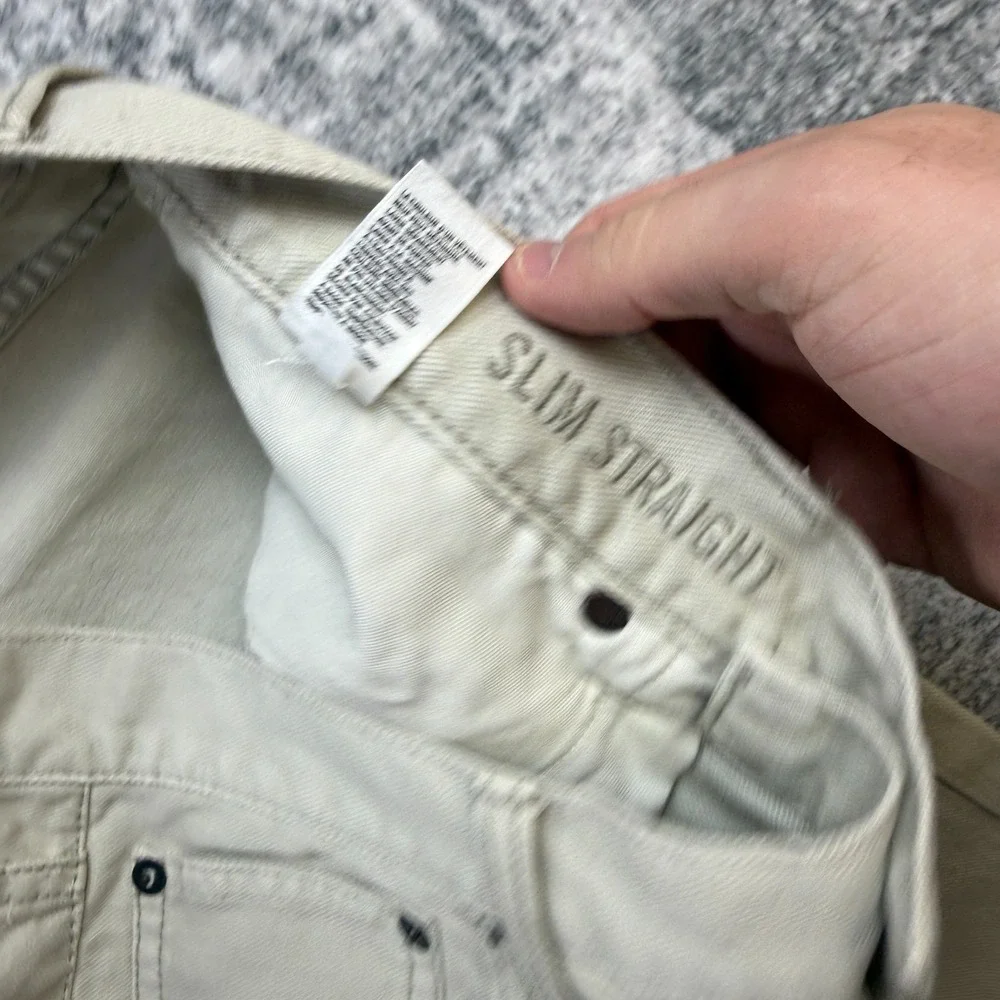 American Eagle Jeans Mens 32x30 Sand Beige‎ Slim Straight 5 Pocket Casual Y2K